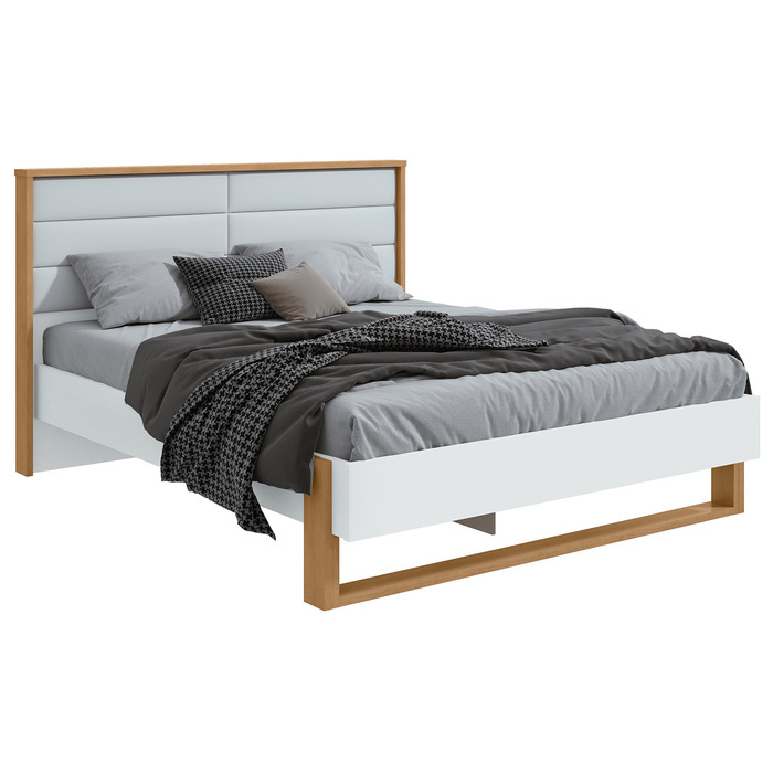 CAMA CASAL FREETOWN 158X TECIDO KORINO BRANCO - SEM LED - BRANCA - Casa  Guido - Especialista em Móveis